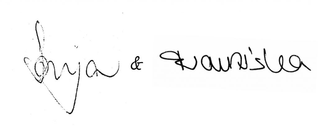 Sonja und Franziska Unterschrift